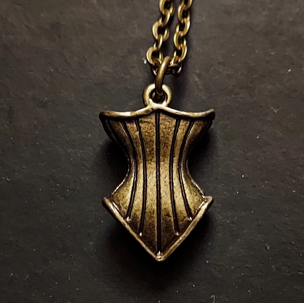 Handmade 10 in. Elegant Bronze Steampunk Corset Necklace - Picture 3 of 5